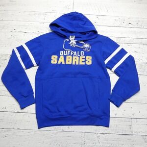 Buffalo Sabres Hoodie Mens Medium Blue NHL Hockey Pullover Lace Up Sweatshirt‎